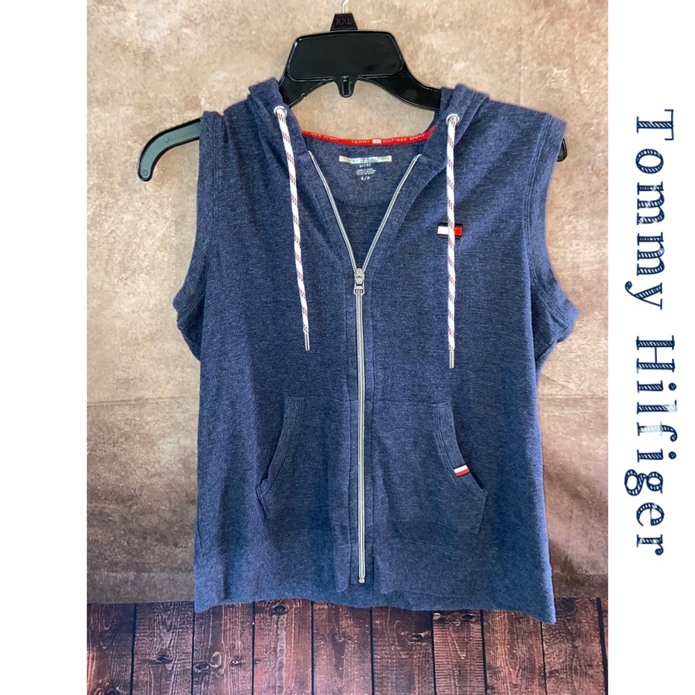 Tommy Hilfiger Sport Women’s Hoodie Sleeveless Full Zip Sweatshirt Navy Size S